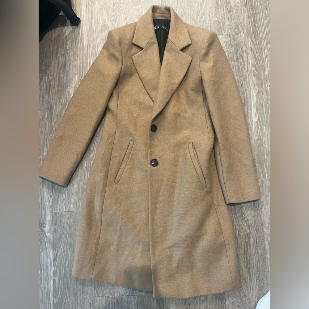 Zara Camel Coat Pea Coat